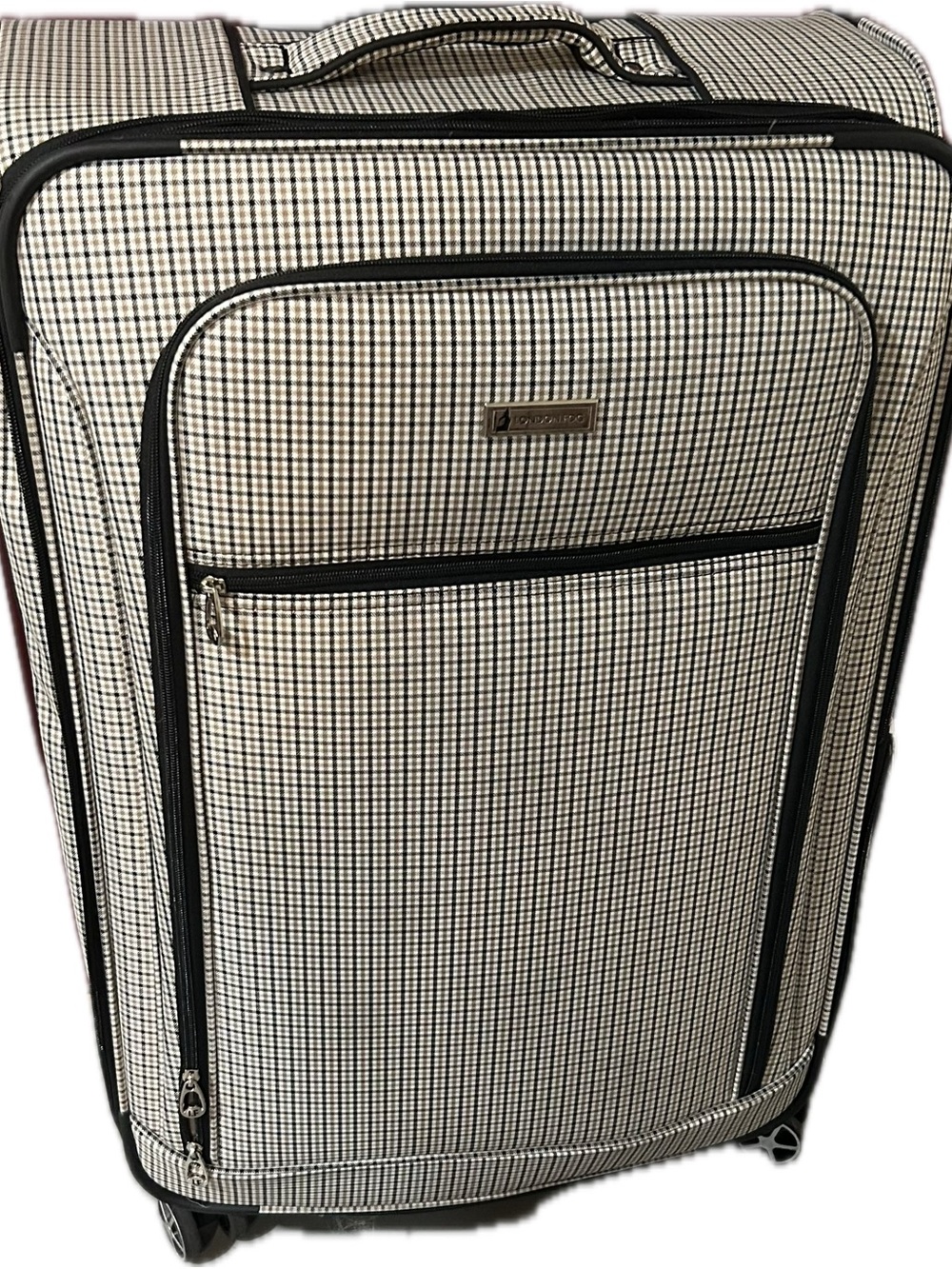 London Fog Black & White Checked Expandable Luggage